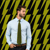 Olive and Black Lightning Bolt Necktie Krawatte