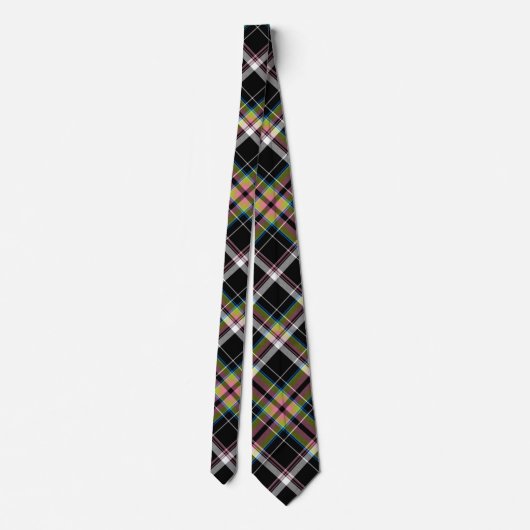 Olive and Black Tartan Pattern Krawatte (Rückseite)