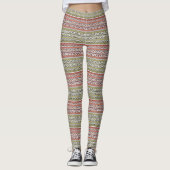 Olive and brown geometric ethnic ornament leggings (Vorderseite)