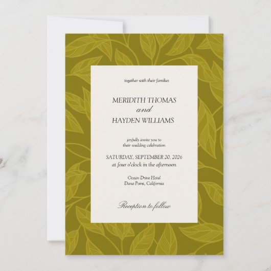 Olive and Citrus Green Boho Botanical wedding Einladung (Vorderseite)
