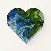 Olive and Ice Blue Imitate Marmorherz Notebook Notizblock (Rückseite)