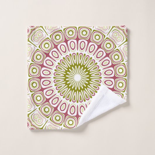 Olive and Rose Mandala Pattern Badhandtuch Set (Waschlappen)