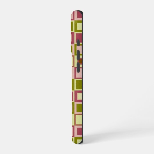 Olive and Rose Square Pattern iPhone Hülle (Linke Seite)