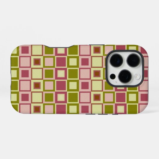 Olive and Rose Square Pattern iPhone Hülle (Rückseite (Horizontal))