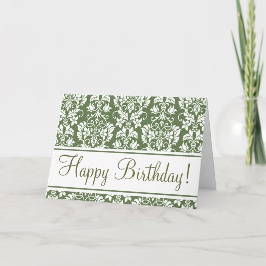 Olive and White "Birthday Card" Karte (Vorderseite)