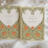 Olive & Apricot Art Nouveau Inspirierte Hochzeit Einladung