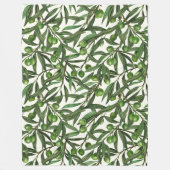 Olive-Äste auf weißer Seite Fleecedecke (Vorderseite)