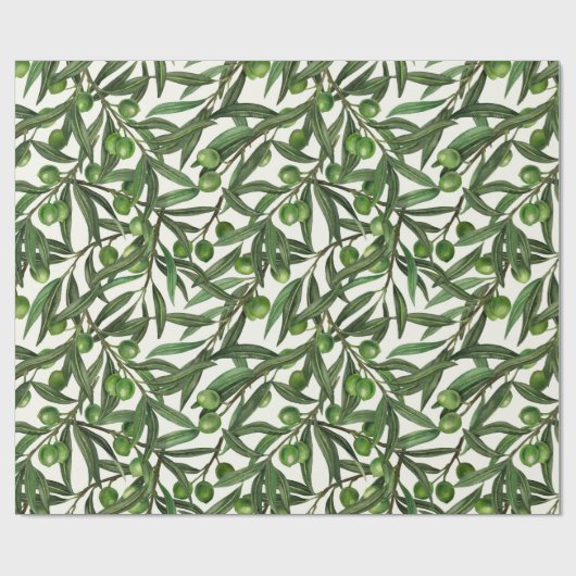 Olive-Äste auf weißer Seite Geschenkpapier (Flach)