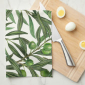 Olive-Äste auf weißer Seite Geschirrtuch (Viertel Falte)