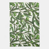 Olive-Äste auf weißer Seite Geschirrtuch (Vertikal)