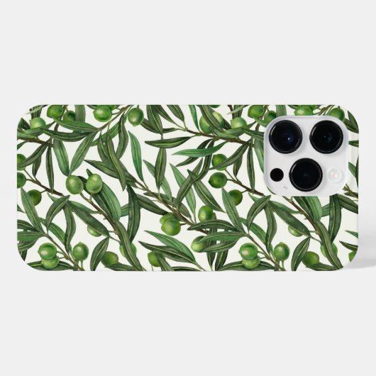 Olive-Äste auf weißer Seite iPhone Hülle (Rückseite (Horizontal))