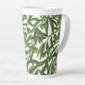 Olive-Äste auf weißer Seite Milchtasse (Rechte Ecke)