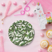 Olive-Äste auf weißer Seite Pappteller (Party)