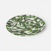 Olive-Äste auf weißer Seite Pappteller (Schrägansicht)