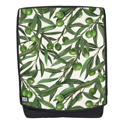 Olive-Äste auf weißer Seite Rucksack (Vorderseite)