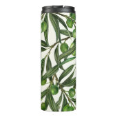Olive-Äste auf weißer Seite Thermosbecher (Rückseite)