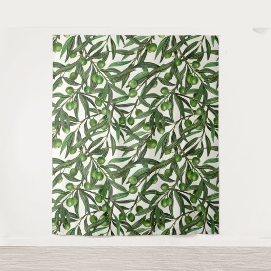 Olive-Äste auf weißer Seite Wandteppich (Vorderseite)