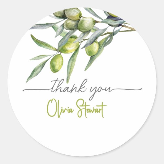 Olive Baby Dusche Danke Runder Aufkleber (Vorderseite)