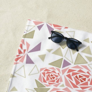 olive beige mosaic floral pattern retro  strandtuch