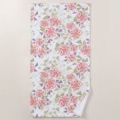 olive beige mosaic floral pattern retro  strandtuch (Vorderseite)