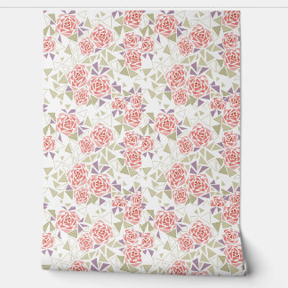 olive beige mosaic floral pattern retro  tapete