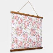 olive beige mosaic floral pattern retro  wandteppich mit holzrahmen (Gewinkelt)