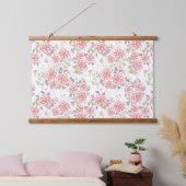 olive beige mosaic floral pattern retro  wandteppich mit holzrahmen (Schlafzimmer)