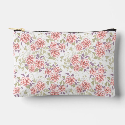 olive beige mosaic floral pattern retro  zubehörtasche (Vorderseite)