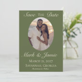 Olive & Beige Save the Date (Stehend Vorderseite)
