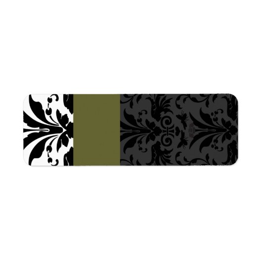 Olive & Black Bumble Bee Damask Adresse (Vorne)