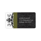 Olive Black Damask Address Labels - Adressaufkleber (Vorne)