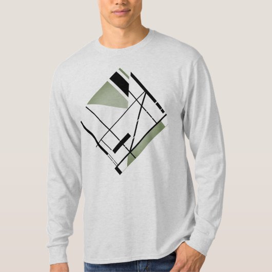 Olive Black Diagonal MCM Look Geometrie Abstrakt T-Shirt (Vorderseite)