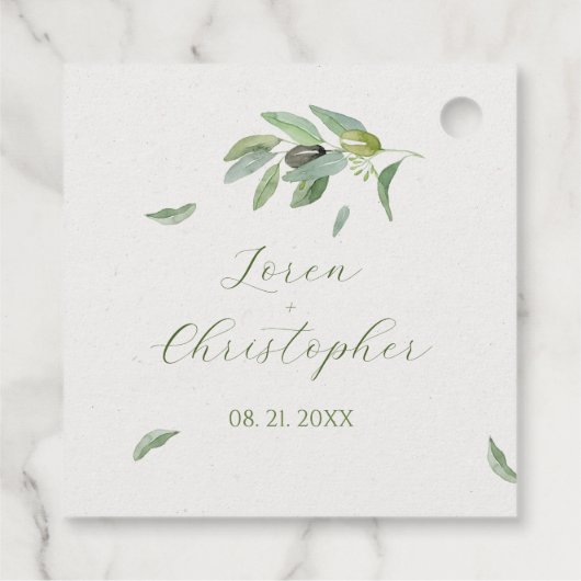 Olive Blätter der Toskana Branch Vielen Dank Geschenkanhänger (Rückseite)