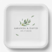 Olive Blätter der Toskana Branch Vielen Dank Pappteller (Vorderseite)