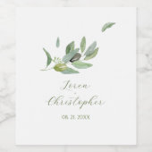 Olive Blätter der Toskana Branch Vielen Dank Weinetikett (Einzelnes Label)