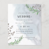 Olive Blätter Dusty Blue Wedding Flyer (Vorne)