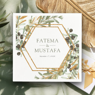 Olive Blätter Gold Branch Hochzeit Serviette