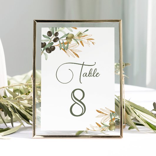 Olive Blätter Gold Branch Hochzeit Tischnummer