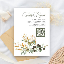 Olive Blätter Gold Branch QR Code UAWG Wedding Begleitkarte