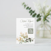 Olive Blätter Gold Branch QR Code UAWG Wedding Begleitkarte (Stehend Vorderseite)