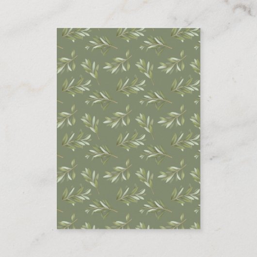 Olive Blätter Gold Branch QR Code UAWG Wedding Begleitkarte (Rückseite)