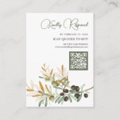 Olive Blätter Gold Branch QR Code UAWG Wedding Begleitkarte (Vorderseite)