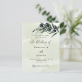 Olive Blätter Grüne Aquarellschrift Hochzeit Einladungspostkarte (Stehend Vorderseite)