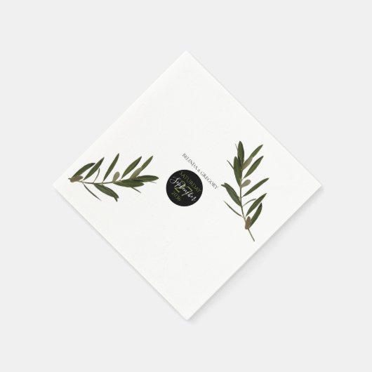 Olive Blätter Grüne Hochzeit Serviette (Ecke)