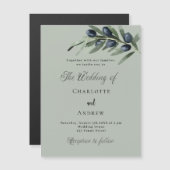 Olive Blätter Grünpflanzen einfaches Skript Luxus Magneteinladung (Vorne/Hinten)