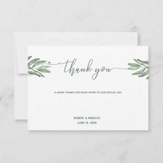 Olive-Blätter Hochzeit Dankeschön-Karte Dankeskarte (Vorderseite)