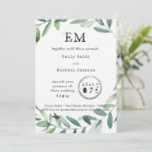 Olive Blätter Hochzeit/Verlobung/Abendessen Typese Einladung (Stehend Vorderseite)