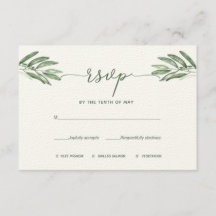 Olive-Blätter Hochzeitskarte RSVP