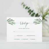 Olive-Blätter Hochzeitskarte RSVP Karte (Stehend Vorderseite)
