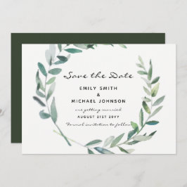 Olive Blätter Save the Date Karte Moderne